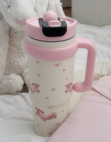 Premium Portable Water Tumbler with Comfort Handle | Car Cup Holder Friendly Travel Mug with Straw - Image 3
