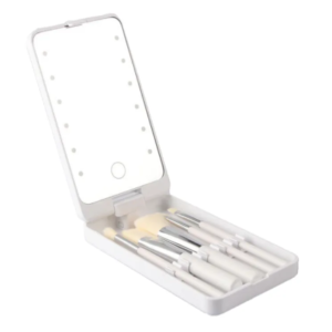 Makeup Brush Set with LED Light Mirror Case