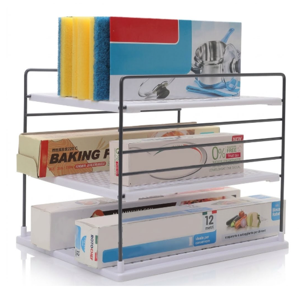 Metal Frame Cabinet Organizer with 3 Shelves - Image 3
