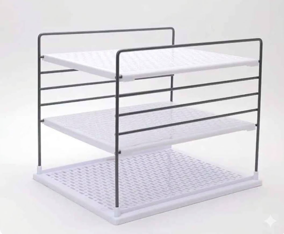 Metal Frame Cabinet Organizer with 3 Shelves