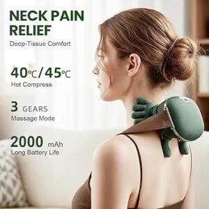 a green Neck Pain Massager with handles for deep tissue comfort