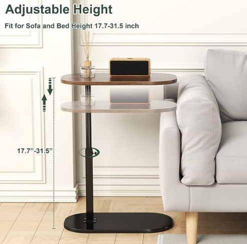 C-Shaped Adjustable Swivel Side Table for Sofa, Bed and Living Room - Image 3