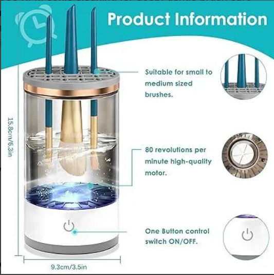 Automatic Makeup Brush Cleaner Machine with Cosmetic Brush Washing and Drying - Image 3