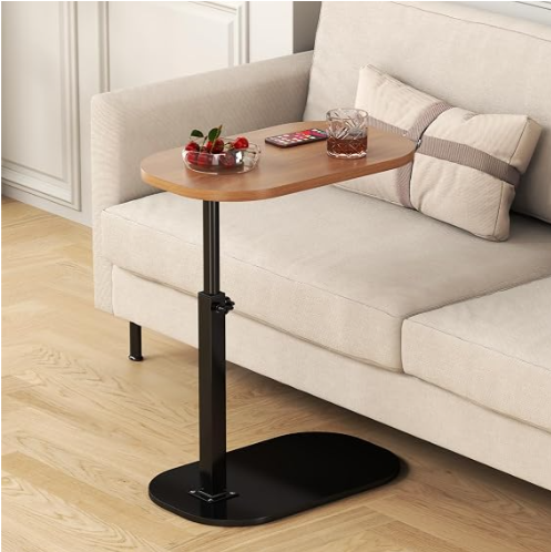 C-Shaped Adjustable Swivel Side Table for Sofa, Bed and Living Room