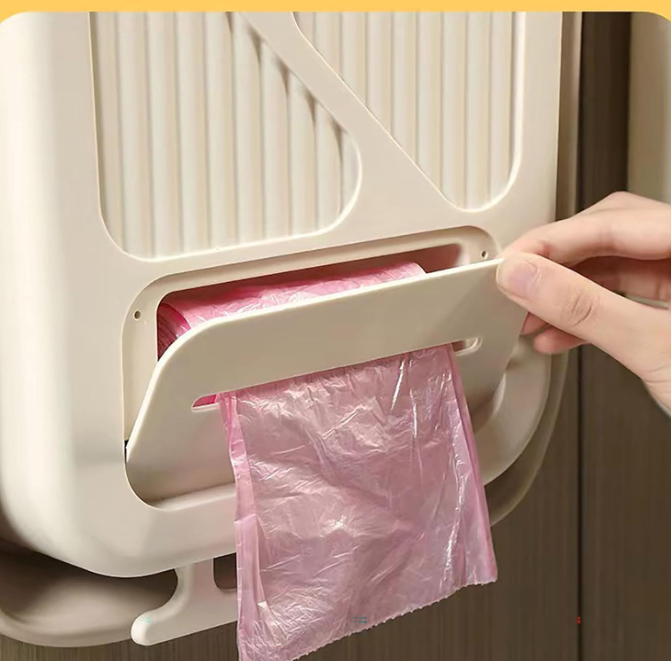 Hanging Foldable Kitchen Trash Bin for Cabinet Door and Wall - Image 2