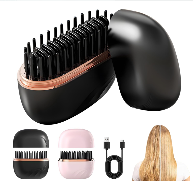 Mini Cordless Hair Straightener Brush with 3 Temperature Settings - Image 2