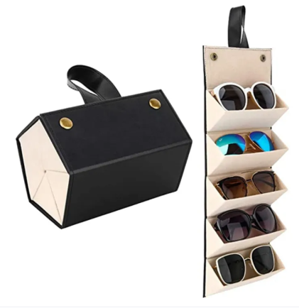 Foldable PU Leather Travel Sunglasses Organizer Case - Image 2