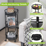 Kresal 3 Tier Kitchen Trolley with Lockable Wheels and Storage Baskets