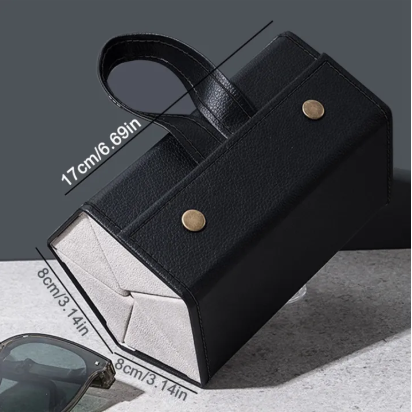Foldable PU Leather Travel Sunglasses Organizer Case - Image 3