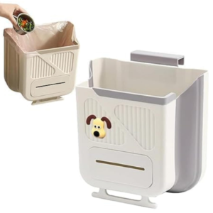 Hanging Foldable Kitchen Trash Bin for Cabinet Door and Wall