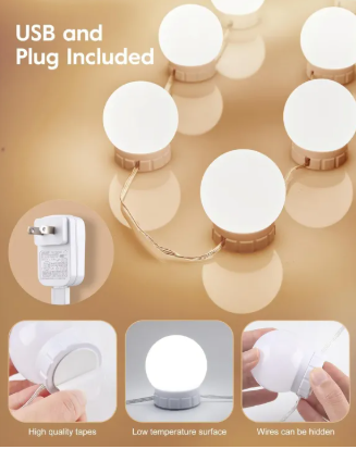Hollywood Style LED Vanity Mirror Lights with 10 Dimmable Bulbs - Image 2
