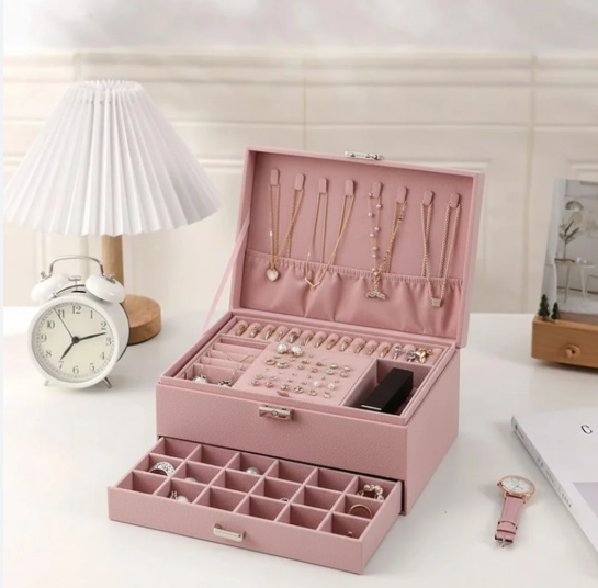 Double Layer Jewelry Storage Box for Rings, Necklaces, Earrings, and Accessories - Image 3