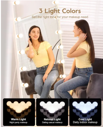 Hollywood Style LED Vanity Mirror Lights with 10 Dimmable Bulbs - Image 3