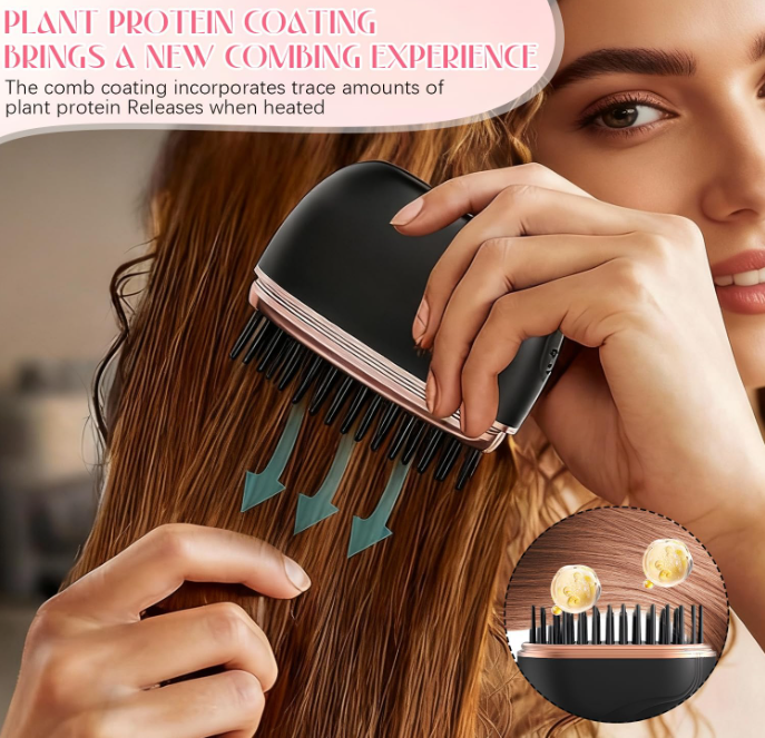 Mini Cordless Hair Straightener Brush with 3 Temperature Settings - Image 4