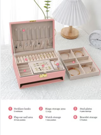 Double Layer Jewelry Storage Box for Rings, Necklaces, Earrings, and Accessories - Image 4