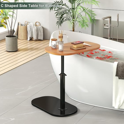 C-Shaped Adjustable Swivel Side Table for Sofa, Bed and Living Room - Image 4