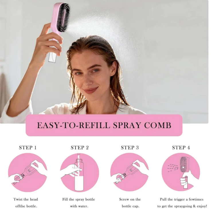 WeelBeel 2-in-1 Water Spray Hair Brush | Detangling & Anti-Frizz Spray Comb - Image 4