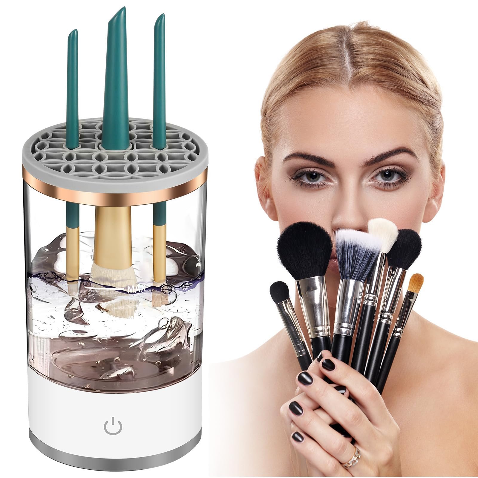 Automatic Makeup Brush Cleaner Machine with Cosmetic Brush Washing and Drying